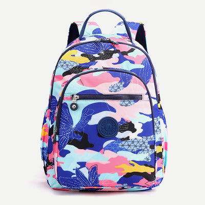 Backpack for Women Waterproof Multi-Compartment Printing Casual Nylon Lightweight Schoolbag