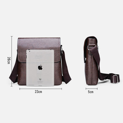 Vintage Leather Messenger Shoulder Crossbody Bag for Men Work Business