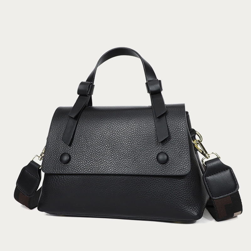Retro Top Handle Bag For Women Lychee Pattern Leather Bag