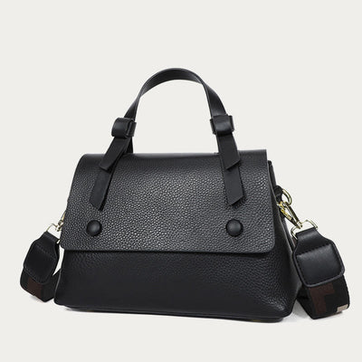 Retro Top Handle Bag For Women Lychee Pattern Leather Bag