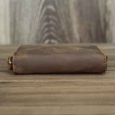 Retro Leather Wallet Multifunctional Small Zipper Purse For Men