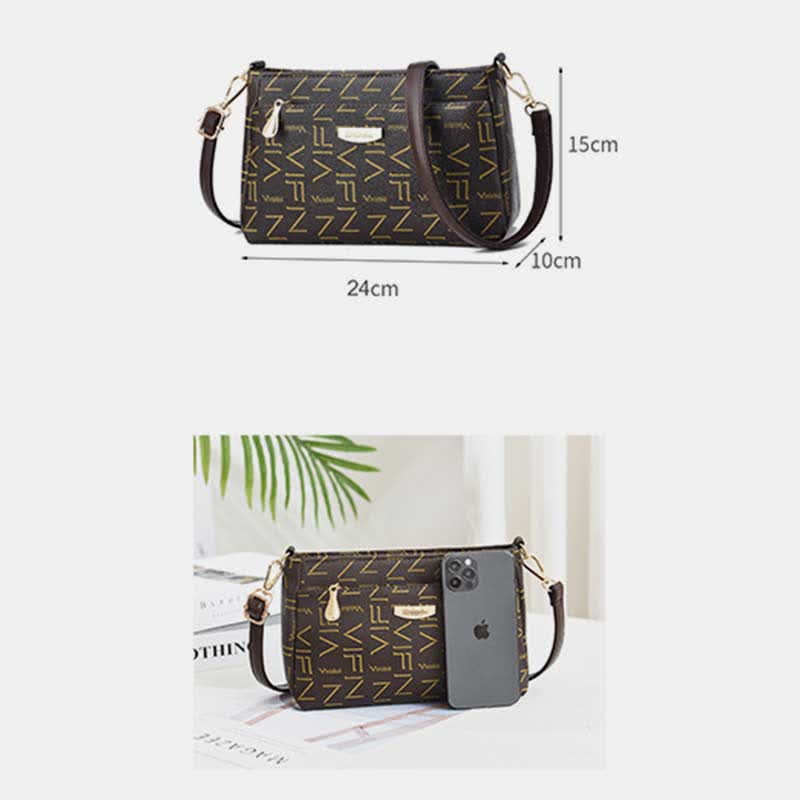 Women Crossbody PU Leather Classic Printing Handbag Satchel Shoulder Bag