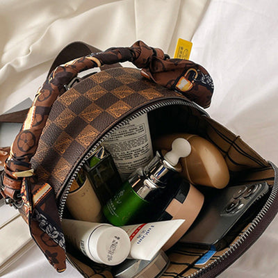 Top-handle Bag For Women Vintage Wide Strap Small Round Bag