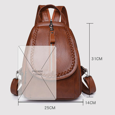 Twist Clamshell Leather Backpack Convetible Sling Bag For Women
