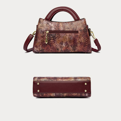 Top-Handle Bag For Women Snakeskin Grain Shape Elegant Crossbody Bag