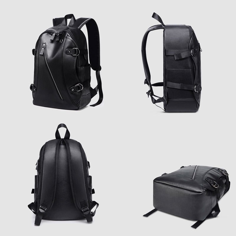 Multifunctional Anti-theft Large Capacity Leather Backpack With USB Charging Port