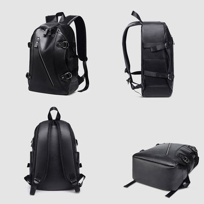 Multifunctional Anti-theft Large Capacity Leather Backpack With USB Charging Port