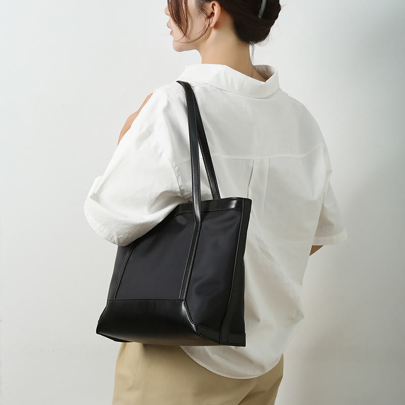 Large Capacity Tote Bag Durable PU Leather Shoulder Handbag