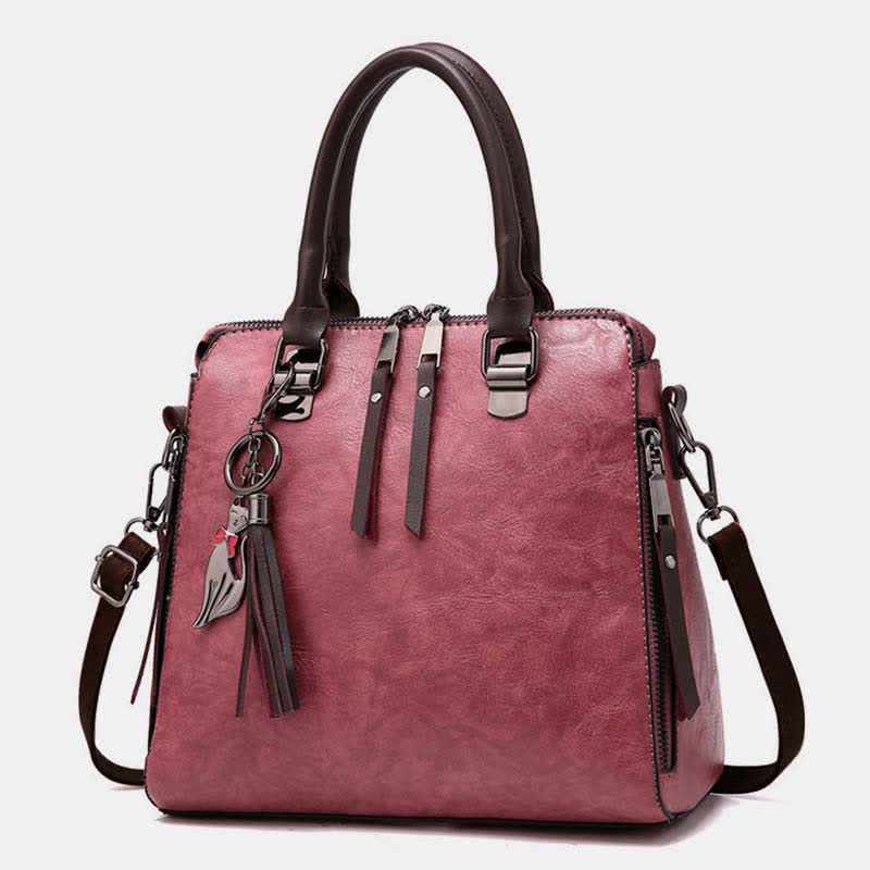 Handbags Purses for Women Vegan Leather Top-Handle Shoulder Bag with Zipper