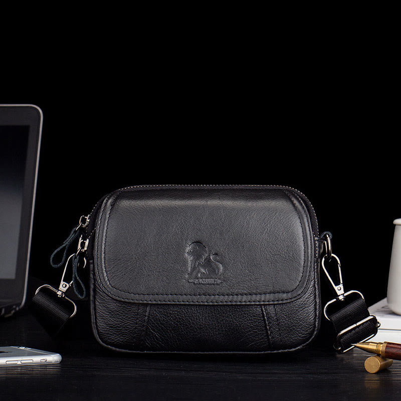 Waist Bag For Men Genuine Leather Horizontal Multi-Functional Phone Bag