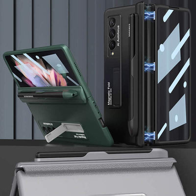 Samsung Galaxy Z Fold 3 Sturdy Phone Case With S-Pen Holder Built-in Magnetic Kickstand
