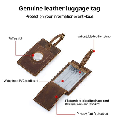 Retro Leather Airtag Holder Luggage Tag