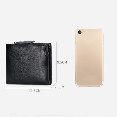 Wallet For Men Genuine Leather RFID Antimagnetic Change Coin Clip