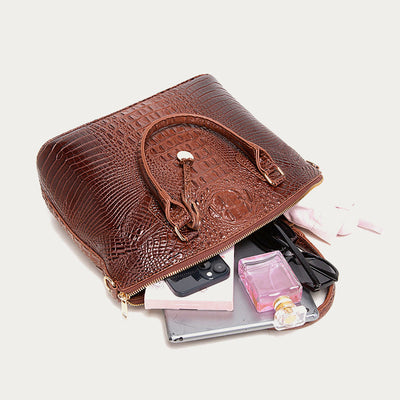 Tote For Women Daily Use Retro Crocodile Crossbody Bag