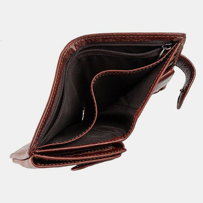 RFID Genuine Leather Card Holder Trifold Wallet