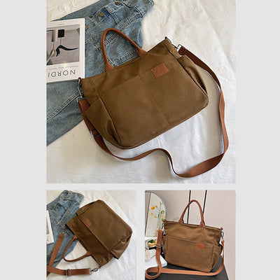 Simple Tote Bag For Women Daily Portable Canvas Crossbody Bag