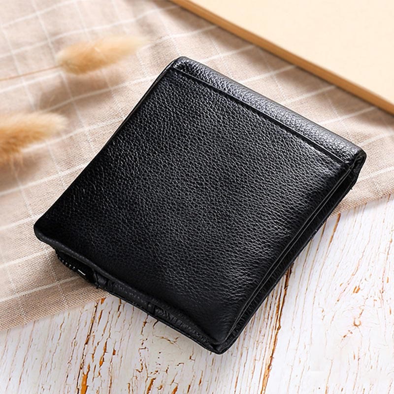 Wallet For Men Genuine Leather RFID Antimagnetic Change Coin Clip