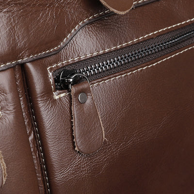 Business Briefcase Messenger Bag For Men Genuine Leather Laptop Bag