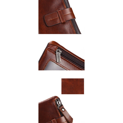 Vintage Genuine Leather Short Wallet Men's Purse Front Pocket Wallet