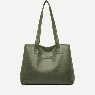 Women's Double Compartment Soft Faux Leather Tote Handbag Shoulder Bag Purse