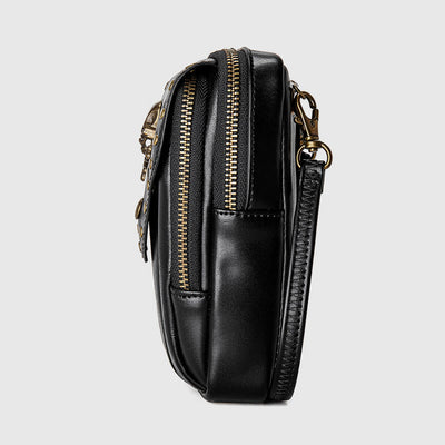 Phone Bag For Women Black Punk Style Portable Travel Bag