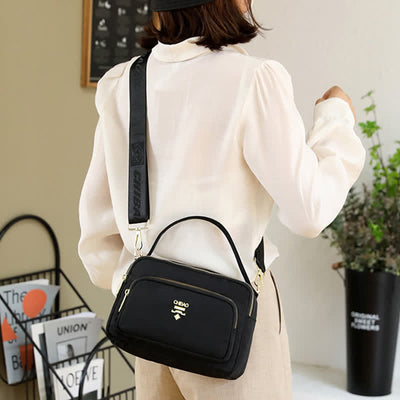Triple Zip Crossbody Bag for Women Waterproof Lightweight Nylon Shoulder Handbag
