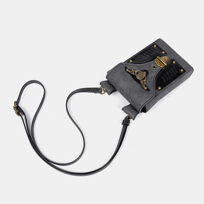 Steampunk Small Crossbody Bag Shoulder Purse Cellphone Satchel with Belt Loop