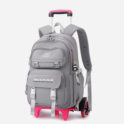Girls Rolling Backpack For School Waterproof Nylon Wheels Purse