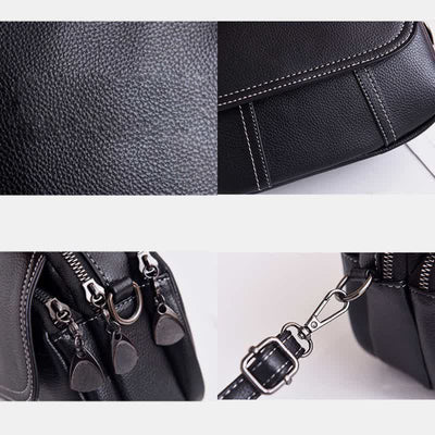 Triple Zip Small Crossbody Bag Leather Cell Phone Purse Shoulder Handbag