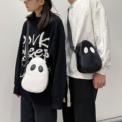 Crossbody Bag For Outdoor Funny Faceless Pattern Leather Pack