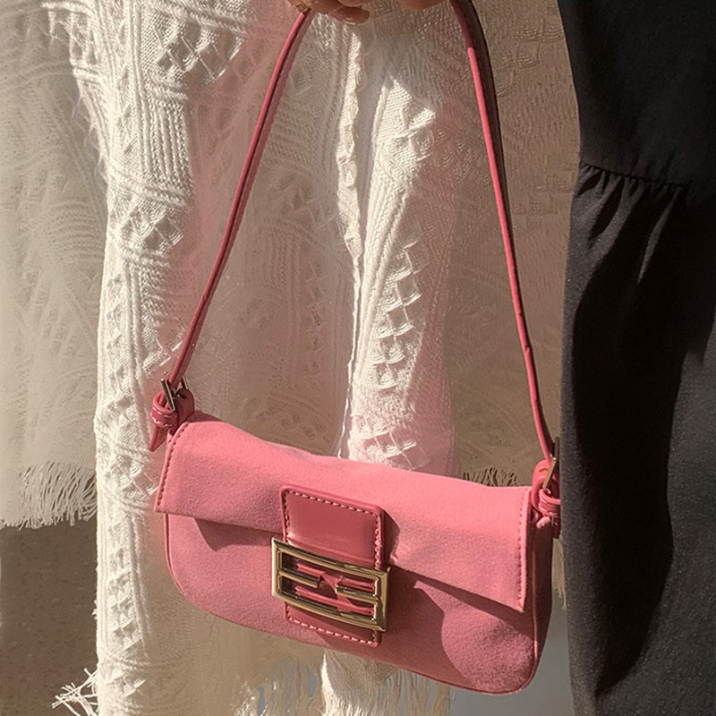 Shoulder Bag For Women Vintage Matte Pink Elegant Handbag