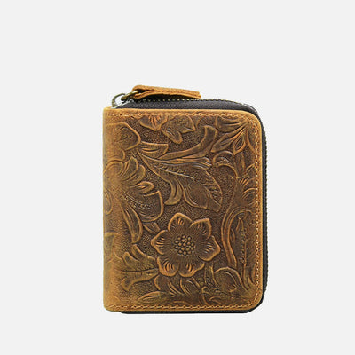 Retro Short Wallet Genuine Leather Multiple Slots Organ Card Holder