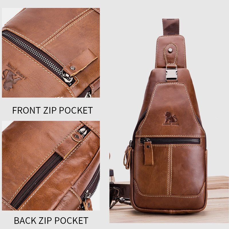 Multi-Pocket Vintage Sling Bag With Headphone Jack
