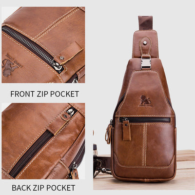 Multi-Pocket Vintage Sling Bag With Headphone Jack