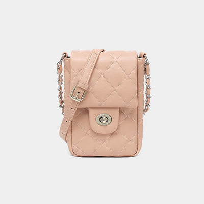 Phone Bag For Women Ringer Pattern Leather Chain Crossbody Bag