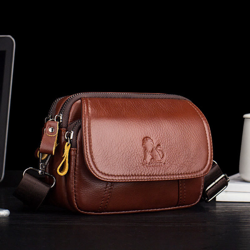 Waist Bag For Men Genuine Leather Horizontal Multi-Functional Phone Bag