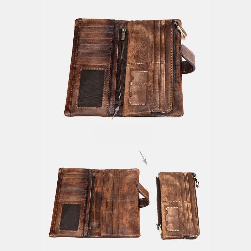 RFID Genuine Leather Long Wallet Purse