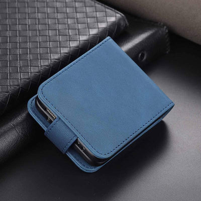 Genuine Leather Phone Holder Wallet Case For Galaxy Z Flip3 / Flip2 With Card Holder