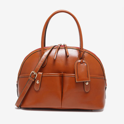 Retro Shell Bag For Women Soft Oil Wax Leather Tote