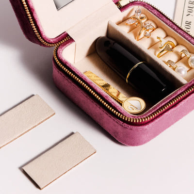Storage Bag for Women with Mirror Velvet Square Jewelry Case