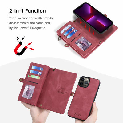 2 IN 1 Phone Bag Wallet Case for iPhone with Crossbody Strap