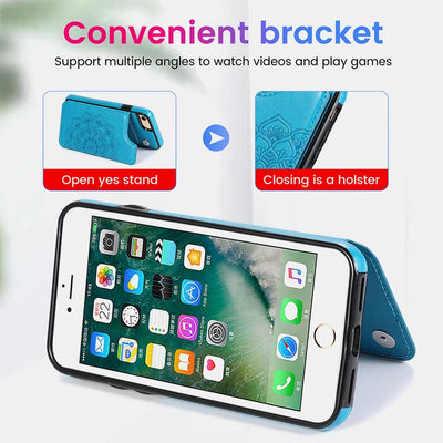 Leather Wallet Phone Case with Card Holder ID Window Compatible with iPhone Samsung