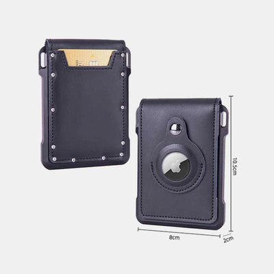 Genuine Leather Airtag Wallet RFID Blocking Quick Access Badge Card Holder