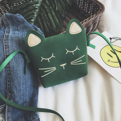 Cute Mini Kitten Crossbody Bag For Kids Small Leather Purse