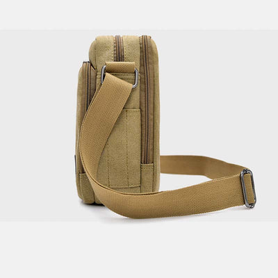 Vintage Canvas Mini Crossbody Shoulder Bag Men Small Purses with Multi-Slot