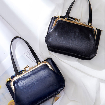 Genuine Leather Coin Purse Pouch Change Wallet Clutch with Top Handle