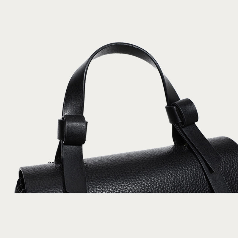Retro Top Handle Bag For Women Lychee Pattern Leather Bag