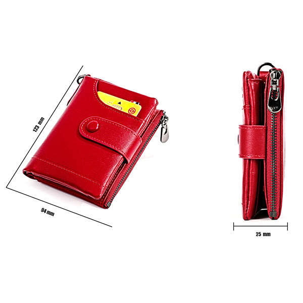 Rfid Blocking Leather Retro Wallet With Chain