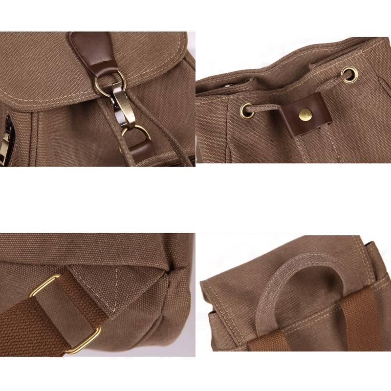 Canvas Backpack for Women Girls Vintage Drawstring Backpack School Travel Rucksack
