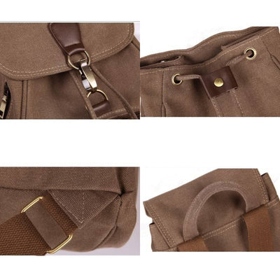 Canvas Backpack for Women Girls Vintage Drawstring Backpack School Travel Rucksack